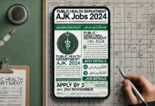 advertisement thumbnail for 'Public Health Department AJK Jobs 2024'. On one side, use an actual image from a job advertisem